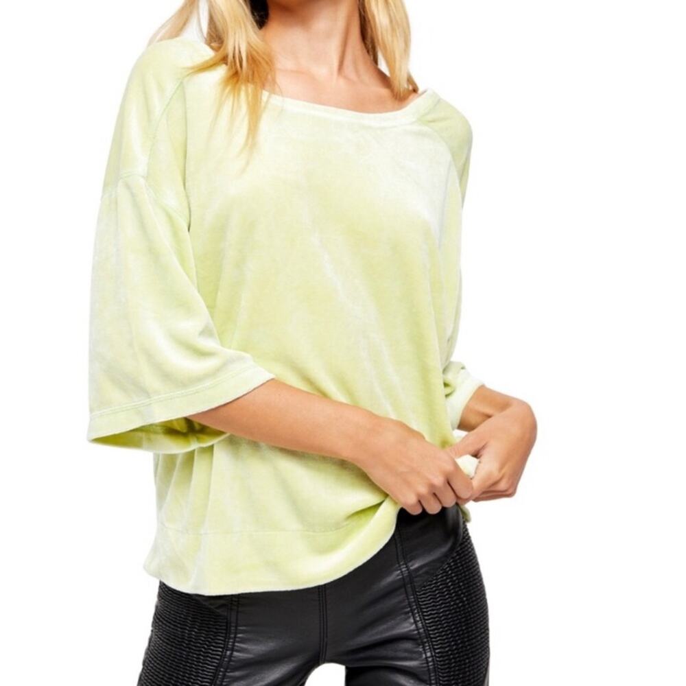 We the Free Yellow velvet blouse